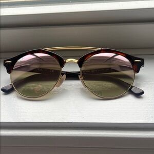 Ray-Ban Cat Eye Sunglasses with Gold and Brown Accents